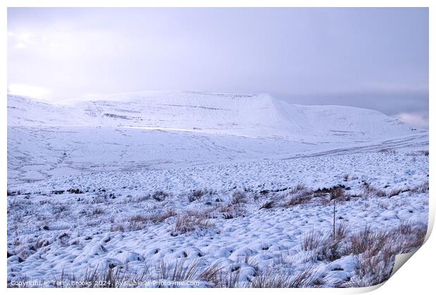 Brecon Beacons Bannau Brycheiniog Snow Print by Terry Brooks