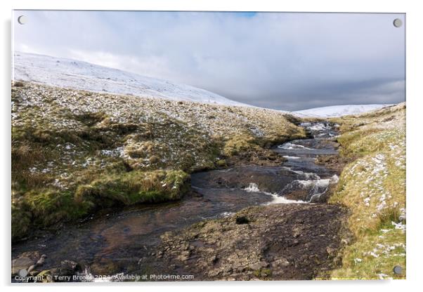 Brecon Beacons Bannau Brycheiniog Snow Acrylic by Terry Brooks