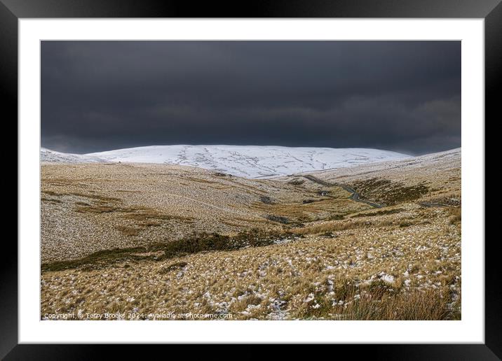 Brecon Beacons Bannau Brycheiniog Snow Framed Mounted Print by Terry Brooks