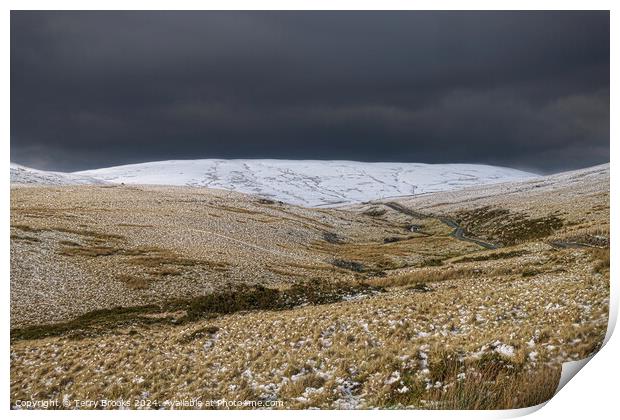 Brecon Beacons Bannau Brycheiniog Snow Print by Terry Brooks