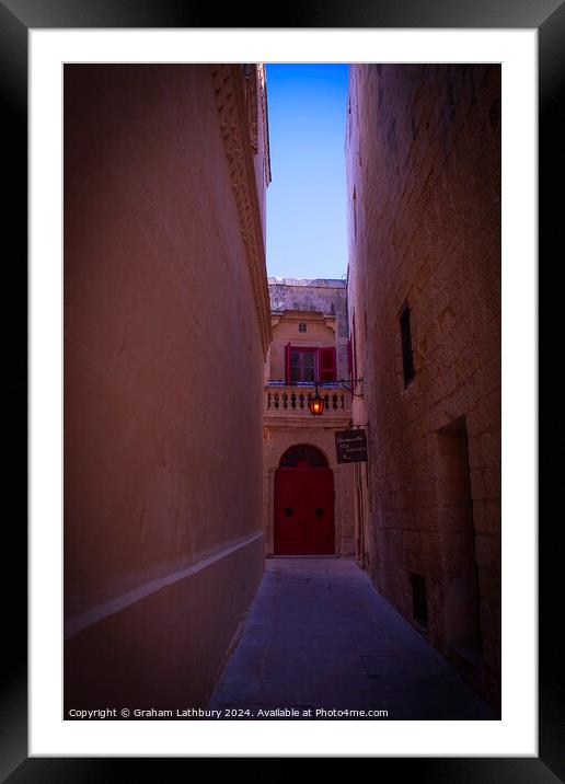 Mdina, Malta, side street Framed Mounted Print by Graham Lathbury
