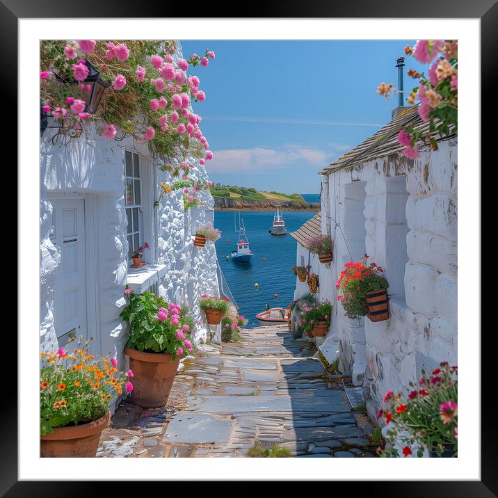 Cornish Fishing Village Cornwall Framed Mounted Print by T2 