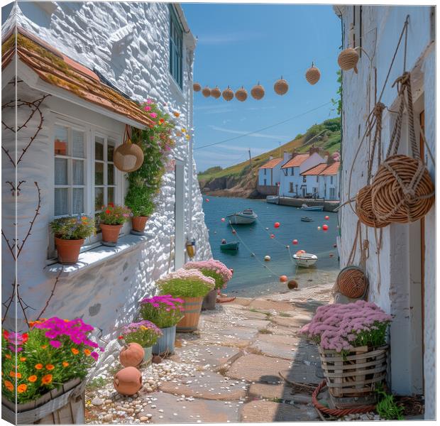 Cornish Fishing Village Cornwall Canvas Print by T2 