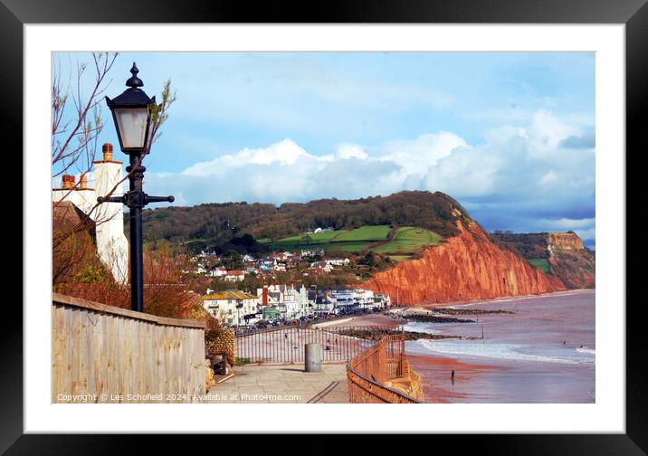 Sidmouth View Devon Framed Mounted Print by Les Schofield