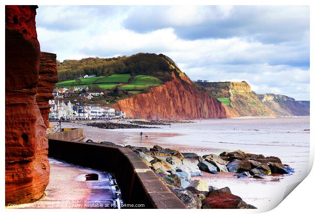 Sidmouth Cliff Walk Print by Les Schofield