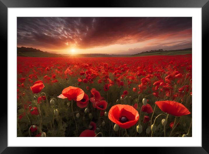 Poppy Field Sunrise Framed Mounted Print by Picture Wizard