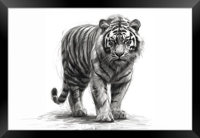 Tiger Sketch Framed Print by Picture Wizard