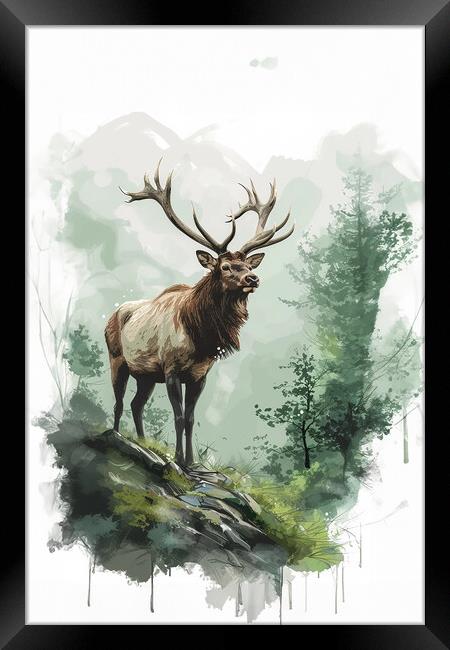 A Deer in the woods Framed Print by Picture Wizard