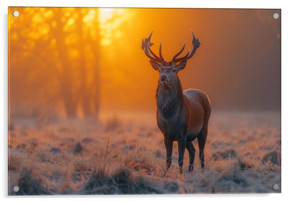 Sunset Red Deer Acrylic by Picture Wizard