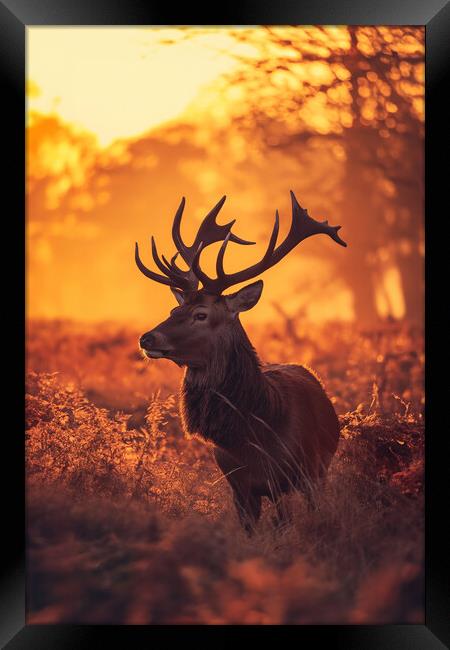 Red Stag Framed Print by Picture Wizard