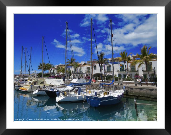 Mogan Harbour Gran Canarias  Framed Mounted Print by Les Schofield