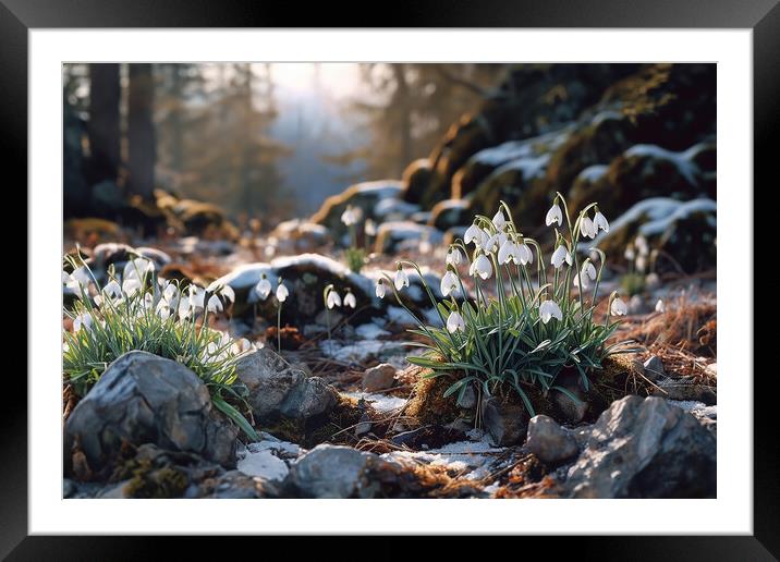 Snowdrops Framed Mounted Print by Picture Wizard