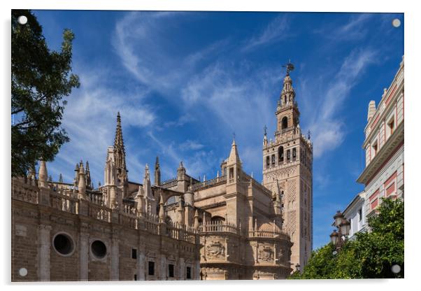 Seville Cathedral And Giralda Bell Tower Acrylic by Artur Bogacki