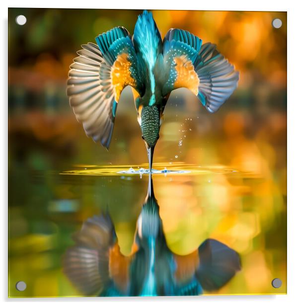 Kingfisher diving Acrylic by T2 