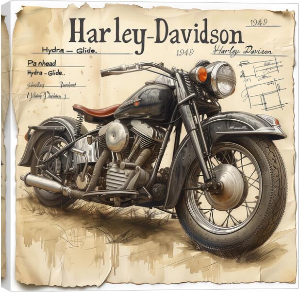 Harley-Davidson Panhead Hydra Glide 1949 Canvas Print by T2 