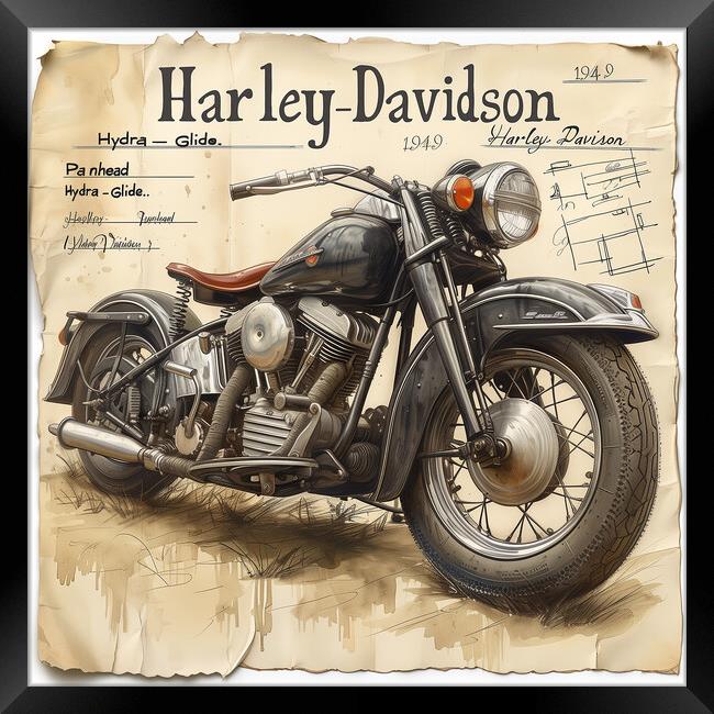Harley-Davidson Panhead Hydra Glide 1949 Framed Print by T2 