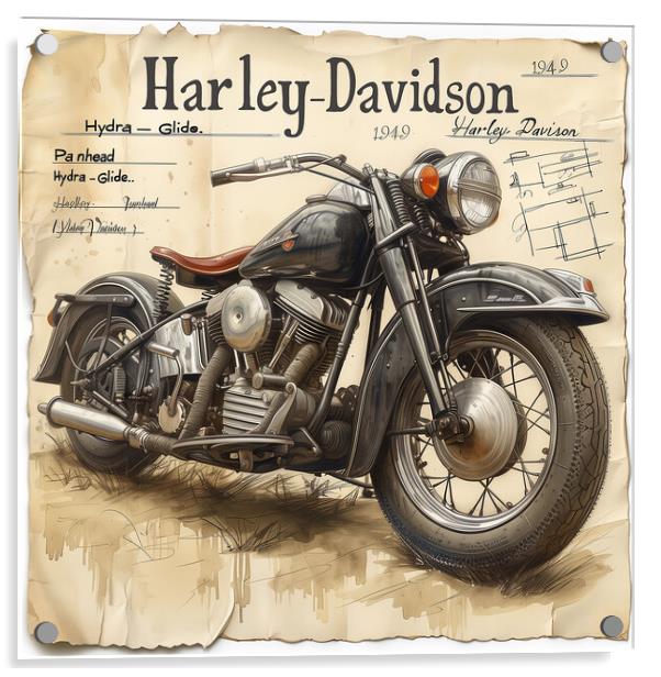 Harley-Davidson Panhead Hydra Glide 1949 Acrylic by T2 