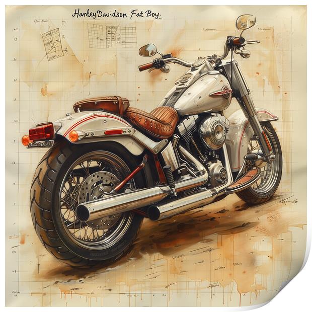 Harley Davidson Fat Boy Print by T2 