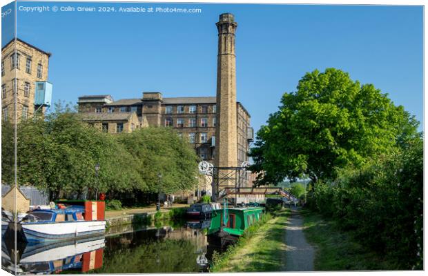 Huddersfield Broad Canal Passing Old Mills Canvas Print by Colin Green