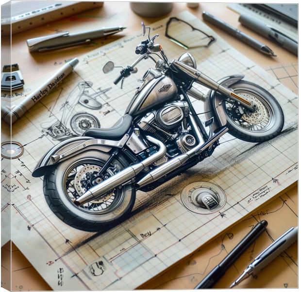 Harley Davidson Fat Boy Canvas Print by T2 