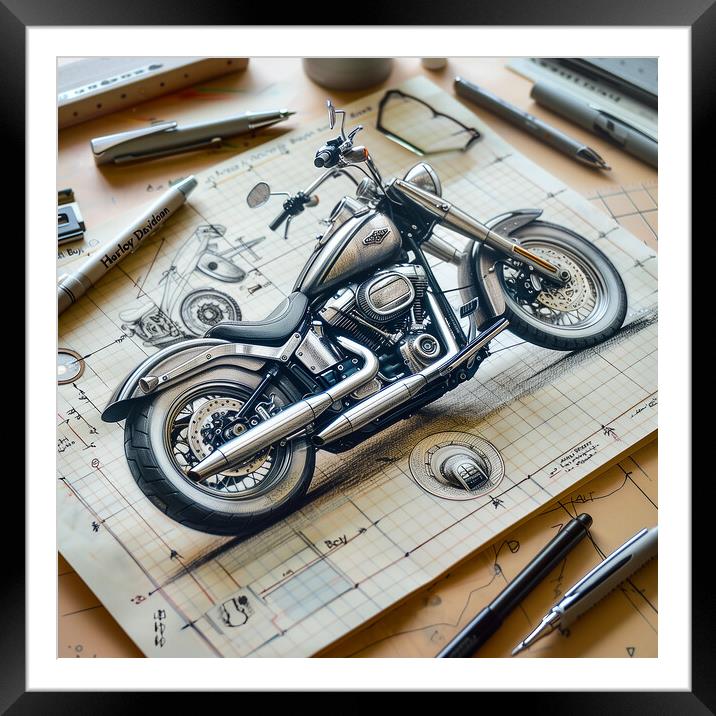 Harley Davidson Fat Boy Framed Mounted Print by T2 