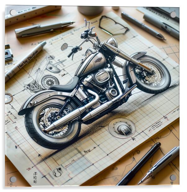 Harley Davidson Fat Boy Acrylic by T2 