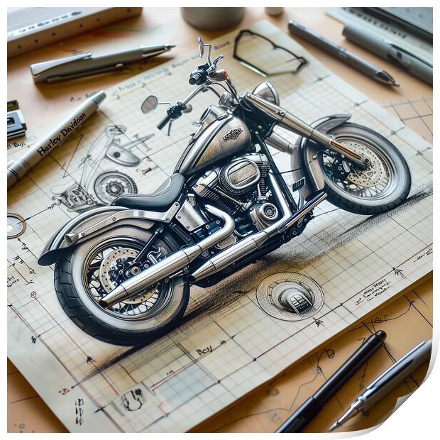 Harley Davidson Fat Boy Print by T2 
