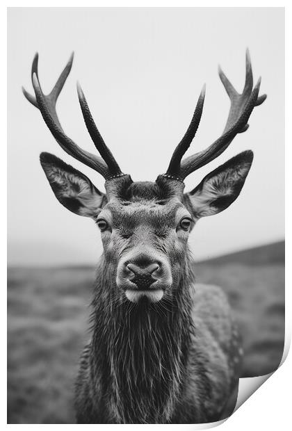 Red Deer Portrait Print by Picture Wizard