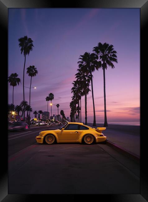 Yellow Porsche Framed Print by Picture Wizard