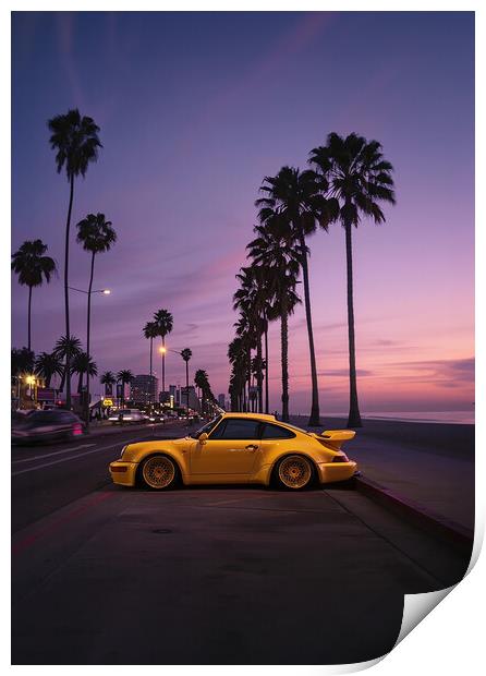 Yellow Porsche Print by Picture Wizard