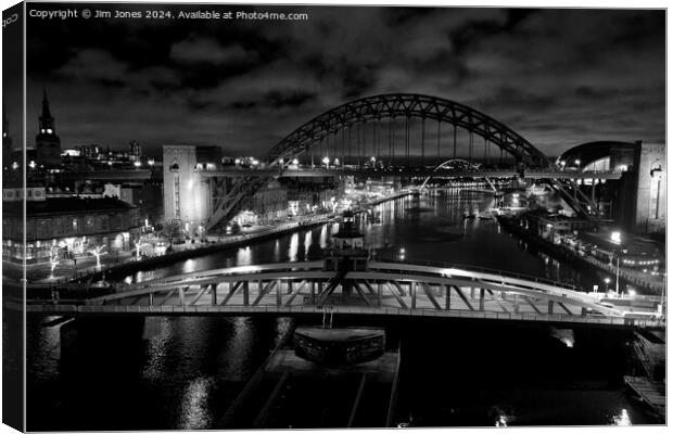 River Tyne in Black and White Canvas Print by Jim Jones