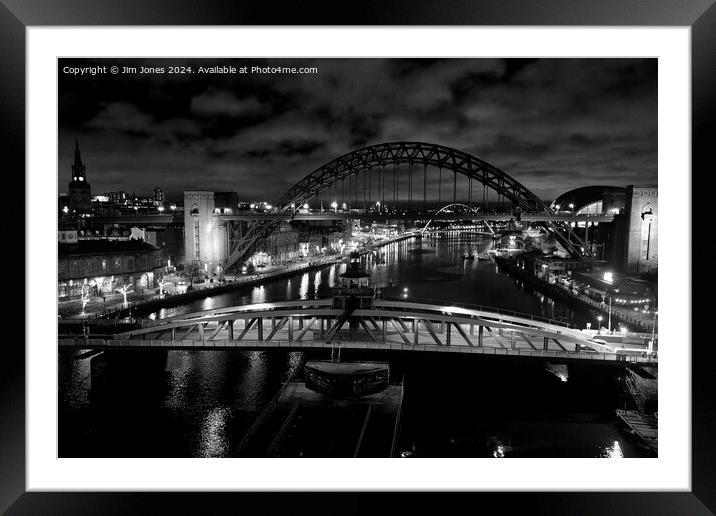 River Tyne in Black and White Framed Mounted Print by Jim Jones