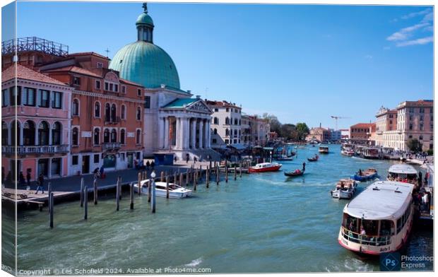 Grand Canal Venice Italy  Canvas Print by Les Schofield