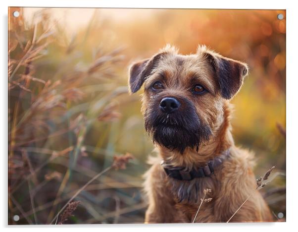 Border Terrier Portrait Acrylic by K9 Art