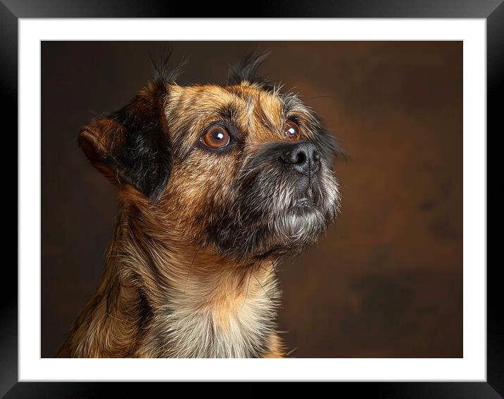 Border Terrier Portrait Framed Mounted Print by K9 Art