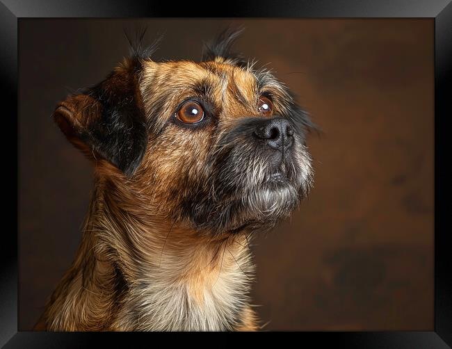 Border Terrier Portrait Framed Print by K9 Art