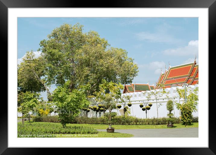 Bangkok Mahakan Fort Park and Loha Prasat Framed Mounted Print by Sanga Park
