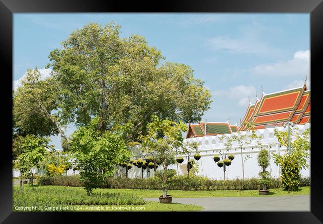 Bangkok Mahakan Fort Park and Loha Prasat Framed Print by Sanga Park