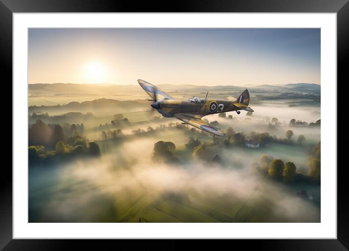 Spitfire Lincolnshire Wolds Framed Mounted Print by J Biggadike