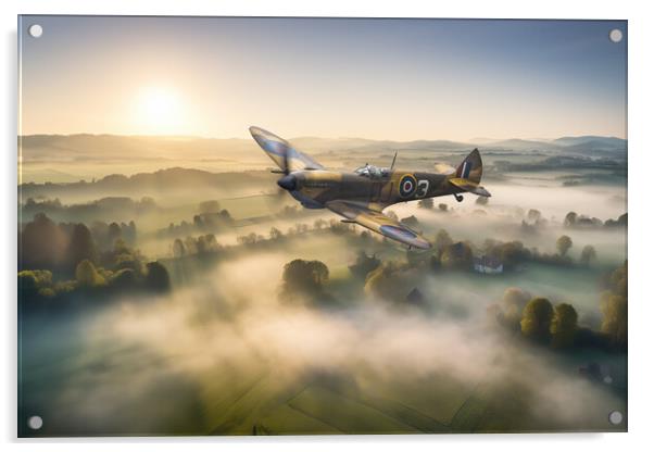 Spitfire Lincolnshire Wolds Acrylic by J Biggadike