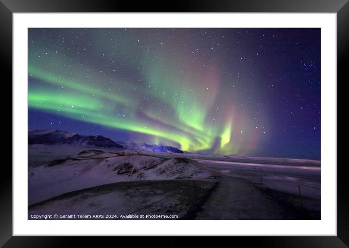 Aurora Borealis (Northern Lights) from Jokulsarlon Glacier, Southern Iceland Framed Mounted Print by Geraint Tellem ARPS