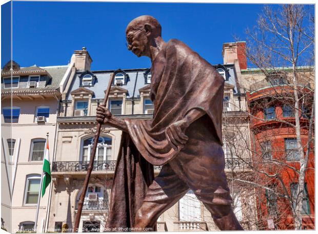 Gandhi Statue Indian Embassy Embassy Row Washington DC Canvas Print by William Perry
