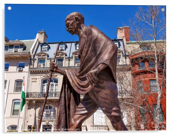 Gandhi Statue Indian Embassy Embassy Row Washington DC Acrylic by William Perry