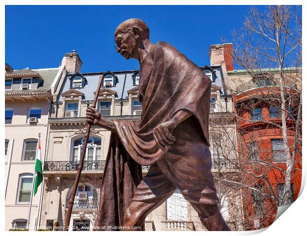 Gandhi Statue Indian Embassy Embassy Row Washington DC Print by William Perry
