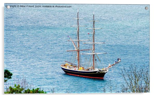 Tall Ship Morgenster Off Brixham Acrylic by Peter F Hunt