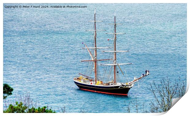 Tall Ship Morgenster Off Brixham Print by Peter F Hunt