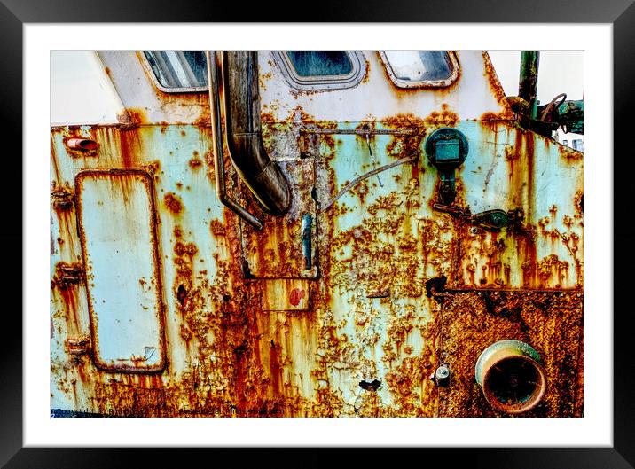 very rusty trawler in Maryport harbour. Framed Mounted Print by Phil Brown