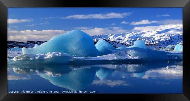 Icebergs, Jokulsarlon Glacier Lagoon, southern Iceland Framed Print by Geraint Tellem ARPS