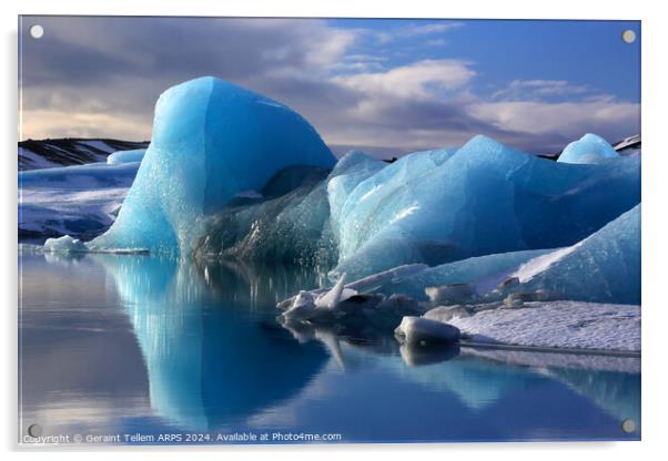 Icebergs, Jokulsarlon Glacier Lagoon, southern Iceland Acrylic by Geraint Tellem ARPS