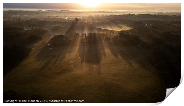 Sunrise over Sefton Park Print by Paul Madden